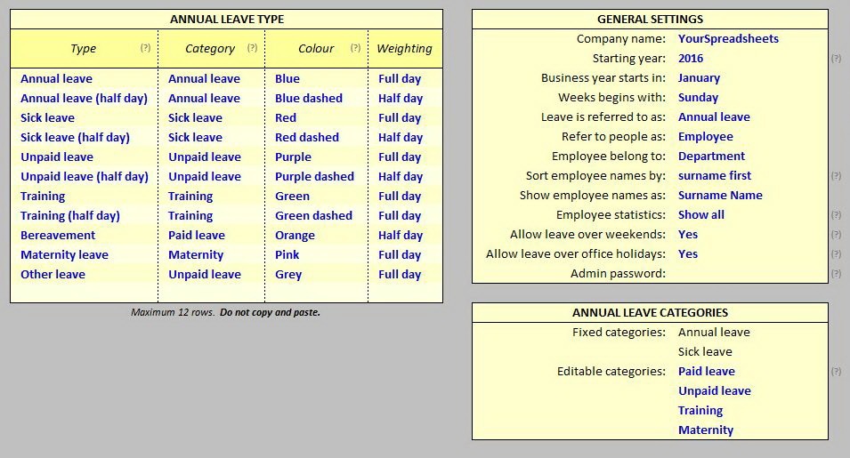 Annual Leave Chart 2019