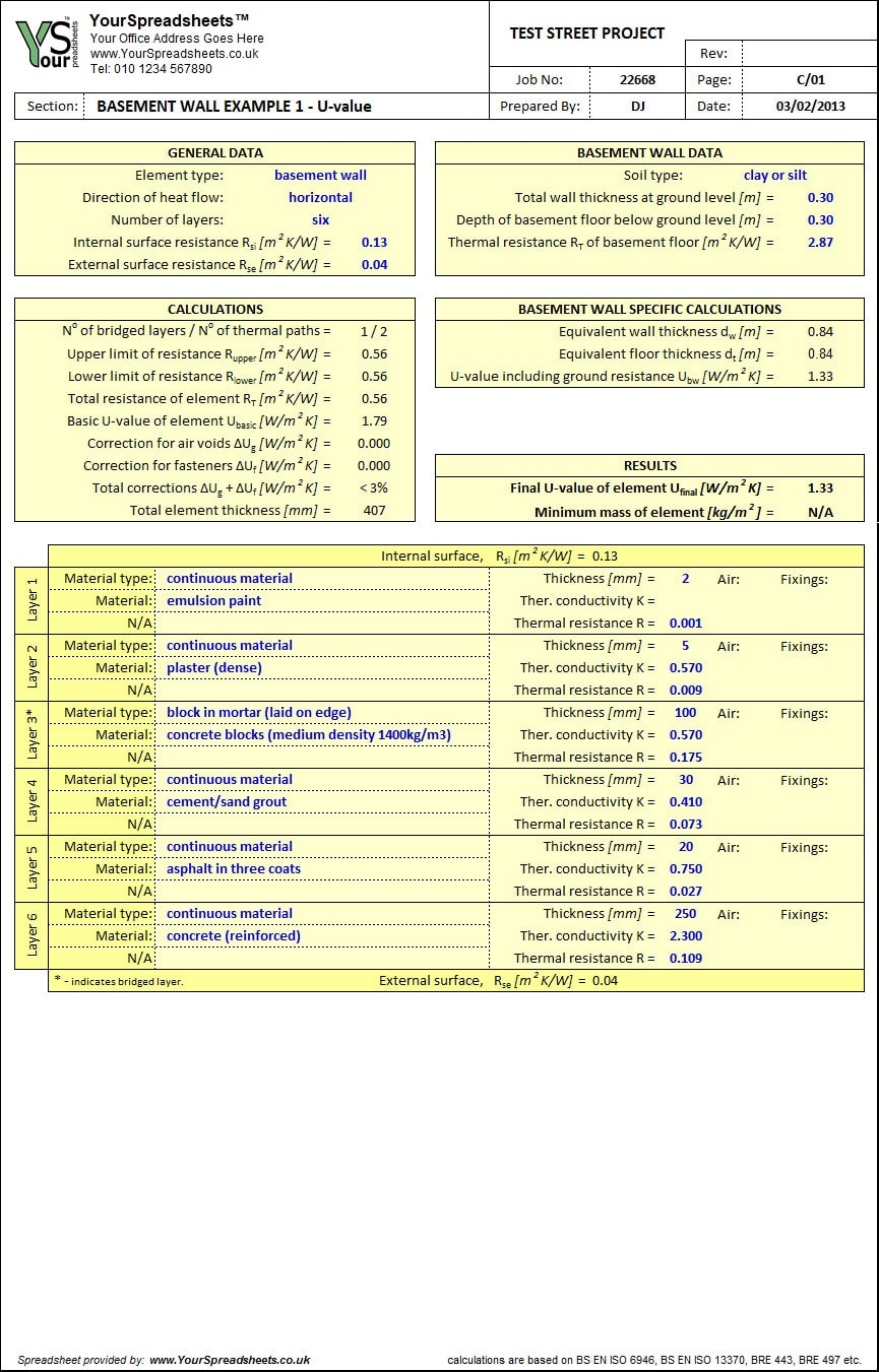 U Value Calculator Spreadsheet To Bs En Iso 6946 Bre Guidelines Etc